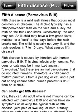 Childhood Diseases reference app for the iphone