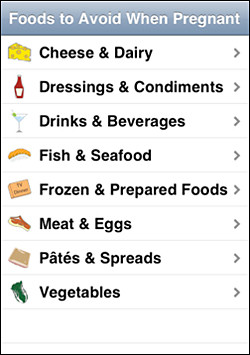 Foods to Avoid When Pregnant app for the iphone