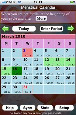 Free Menstrual Calendar for the iphone,Menstrual Calendar,Menstrual Calendar iphone