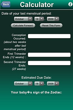 Baby Pregnancy Tracker app for the iPhone