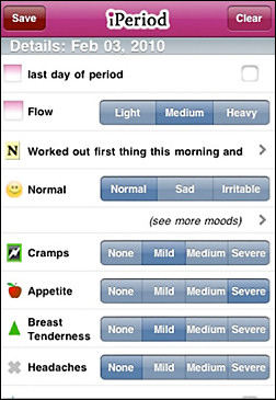 iPeriod menstruation tracker app for the iphone,iperiod app, iperiod iphone app, menstruation, period, women, health, cycle, calendar, alert, girl, puberty, PMS, cramps, mood, symptoms, flow, periods, tracker, planner, woman, mensies, lady, time of month, ovulation, spotting, notes, emoticons, fertility, menstruate, menstrual, teen, feminist, baby, conceive, pregnancy, mood, tracking